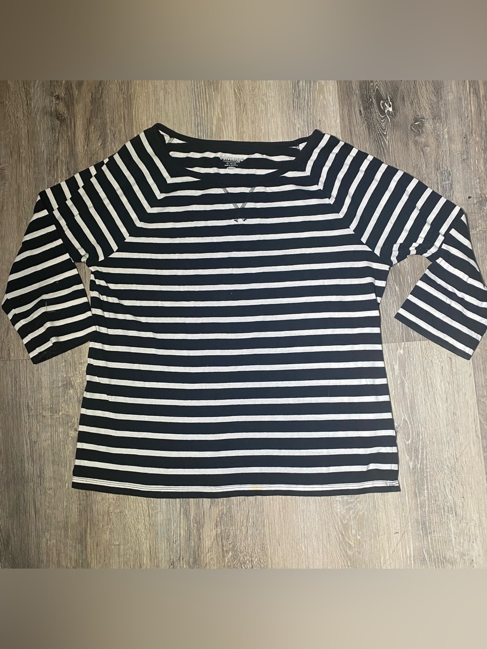 Old Navy Black & White Striped Boatneck Top